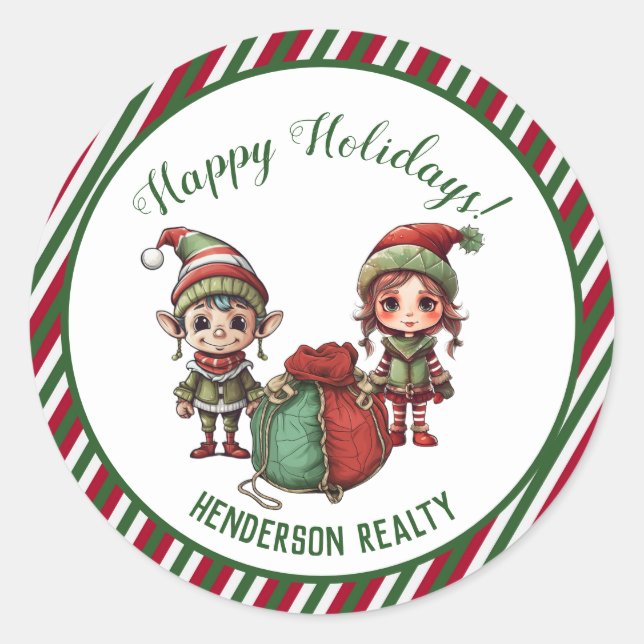 Adesivo Natal Elves - Feriado Personalizado (Frente)
