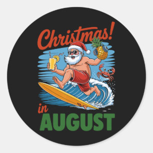 Adesivo Natal Em Férias De Verão De Agosto Papais noeis En