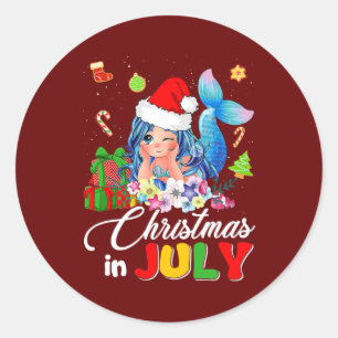 Adesivo Natal Em Julho Anime Fofo Sereia Chapéu De Papai N