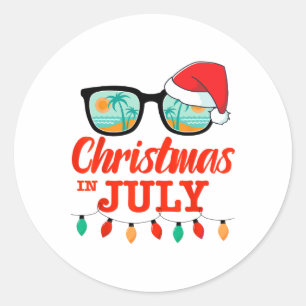 Adesivo Natal Em Julho Com Óculos De Sol E Chapéu De Papai