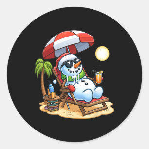 Adesivo Natal Em Julho Engraçado Snowman Summer Fun Beach