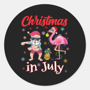 Adesivo Natal Em Julho Flamingo Rosa Engraçado Férias De V