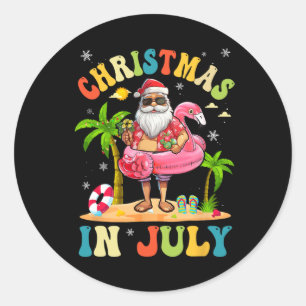 Adesivo Natal Em Julho Funny Santa Férias De Verão Na Prai