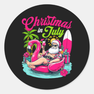 Adesivo Natal Em Julho Havaiano Papai Noel Praia Verão