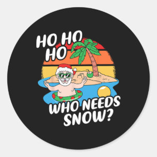 Adesivo Natal Em Julho Papai Noel Engraçado Surfando Praia