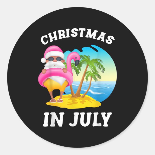 Adesivo Natal Em Julho Papais noeis Flamingo Piscina Verão (Frente)