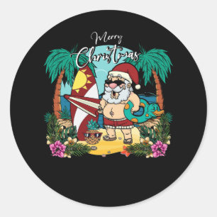 Adesivo Natal em julho Papais noeis no Havaí Surfing Summe