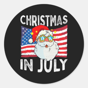 Adesivo Natal Em Julho Retro Hipster Engraçado Santa Homen