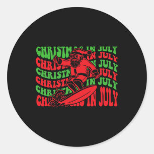 Adesivo Natal Em Julho Surfando Divertido Groovy Surfando
