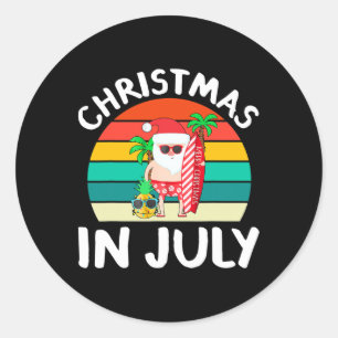 Adesivo Natal Em Julho Vintage Papai Noel Havaiano Surfand