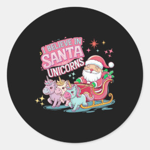 Adesivo Natal Eu Acredito No Papai Noel E Unicórnios Camis