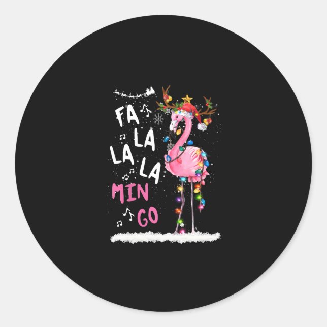 Adesivo Natal - Fa-La-La-Mingo Flamingo Com Natal (Frente)