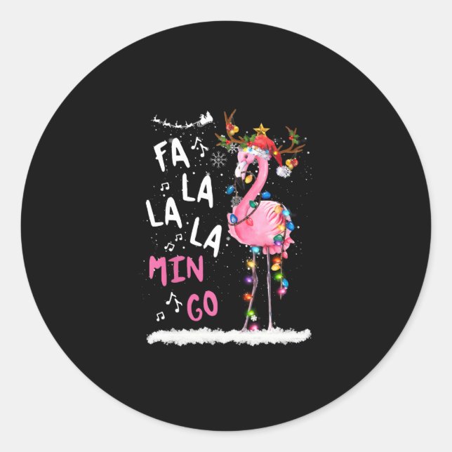 Adesivo Natal - Fa-La-La-Mingo Flamingo Com Natal (Frente)