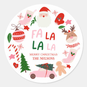 Adesivo Natal Fa La La Vermelho e Verde