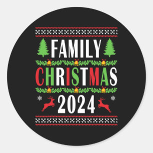 Adesivo Natal Familiar 2024 Árvore Xmas Engraçado de Corre