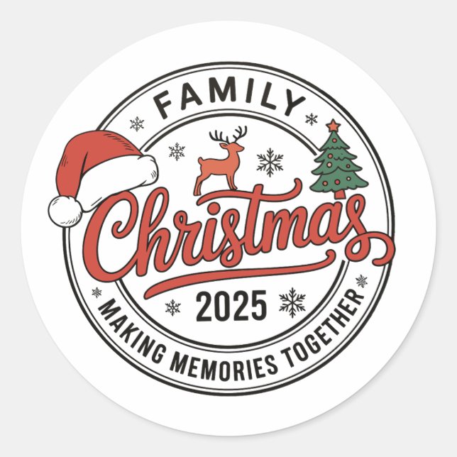 Adesivo Natal Familiar 2025 Roupas de Natal Combinando (Frente)