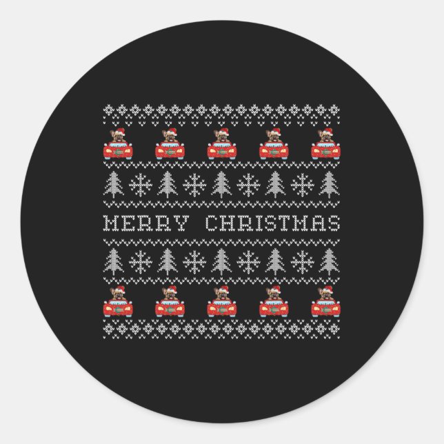 Adesivo Natal Feio Vermelho Santa Chapéu Francês Bulldog X (Frente)