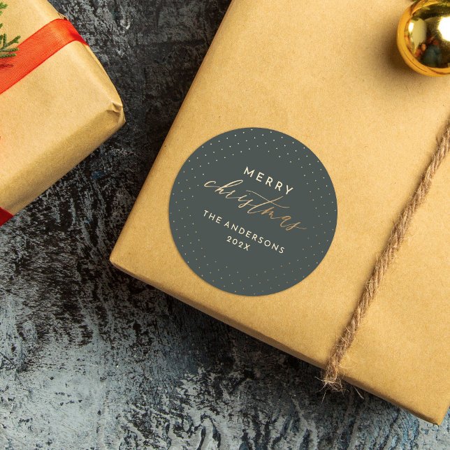 Adesivo Natal Feliz com Pontos de Bolha Verde Escuro e Dou (Criador carregado)