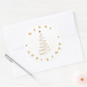 Adesivo Natal Feliz Estrela Dourada Minimalista Elegante