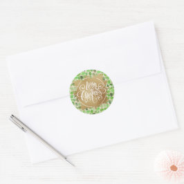 Adesivo NATAL Feliz Moderno Dourado em Verde
