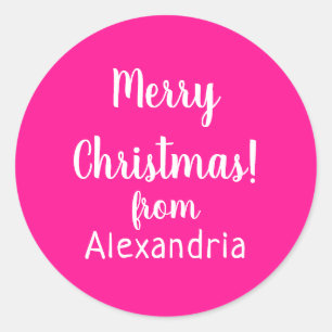 Adesivo Natal Feliz Natal do Nome Rosa Quente