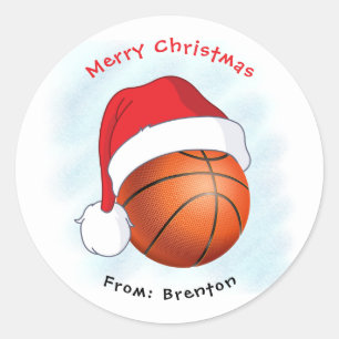 Adesivo Natal feliz no basquetebol de Santa Hat