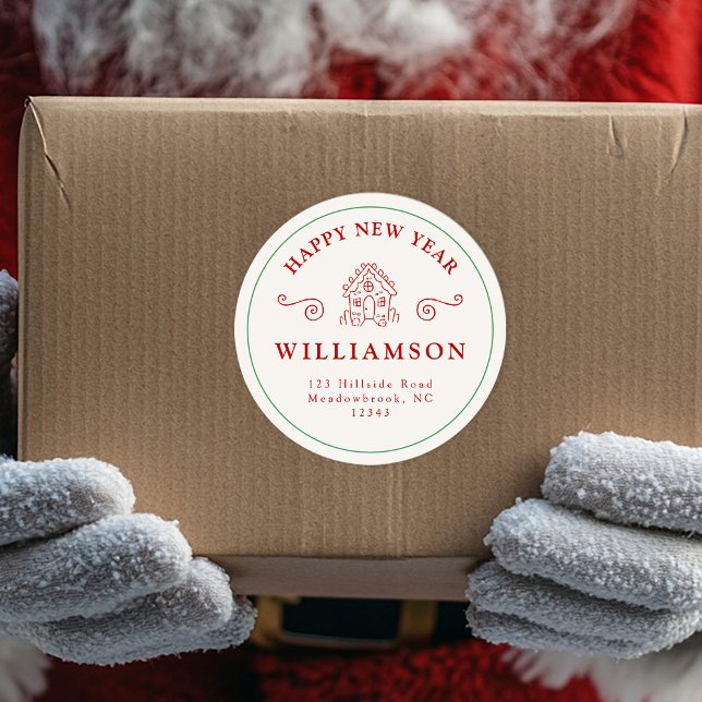 Adesivo Natal Feriado, Pão Vermelho, Endereço de devolução (Criador carregado)