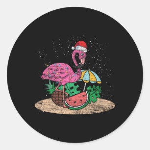 Adesivo Natal Flamingo Rosa Havaí Verão Tropical Christma