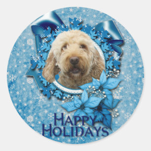 Adesivo Natal - floco de neve azul - Goldendoodle