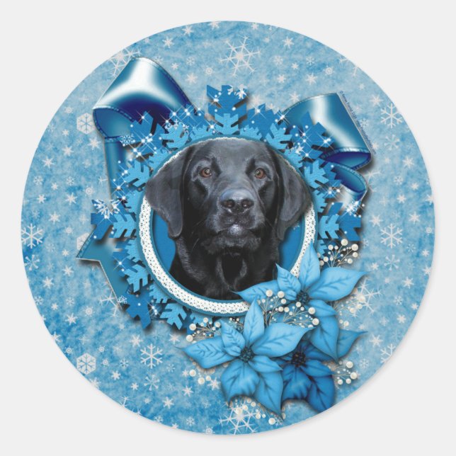 Adesivo Natal - Floco de Neve Azul - Labrador - Gage Negro (Frente)