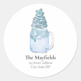 Adesivo Natal Floco de Neve Azul Milkshake Endereço