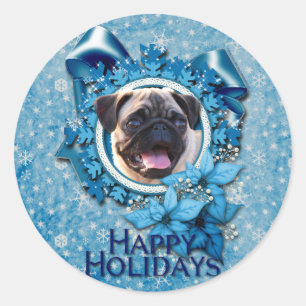 Adesivo Natal - floco de neve azul - Pug