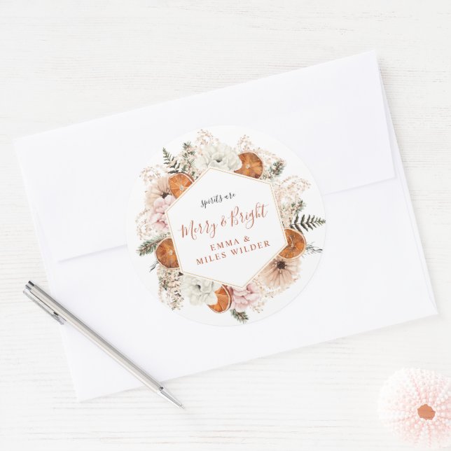 Adesivo Natal Floral Cítrico Rústico (Envelope)