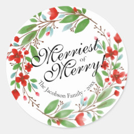 Adesivo Natal Floral em Aquarela Mais Alegre