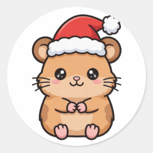 Adesivo Natal fofo do hamster Papai Noel