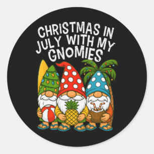 Adesivo Natal Gnome em Julho Com Minhas Férias de Verão Gn