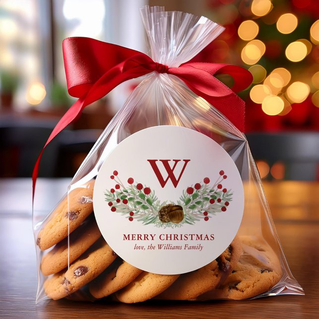 Adesivo Natal Greenery Monogrammed Feriado (Criador carregado)