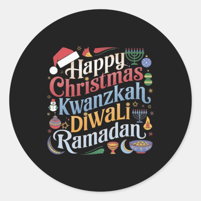 Adesivo Natal Hanukkah Kwanzaa Diwali Ramadan (Frente)