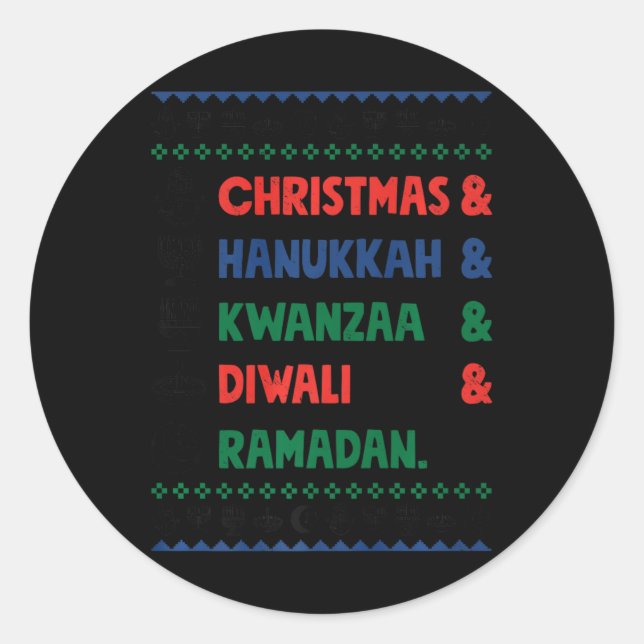 Adesivo Natal Hanukkah Kwanzaa Diwali Ramadan Funny Ug (Frente)
