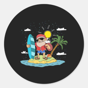Adesivo Natal havaiano de verão legal Papai Noel surfando