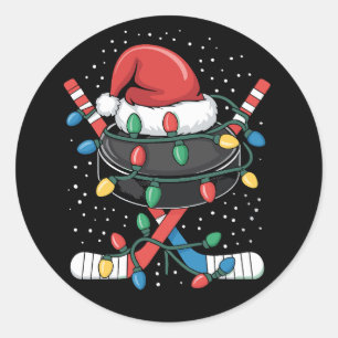 Adesivo Natal Hockey Xmas Papai Noel Chapéu Esportivo Bola