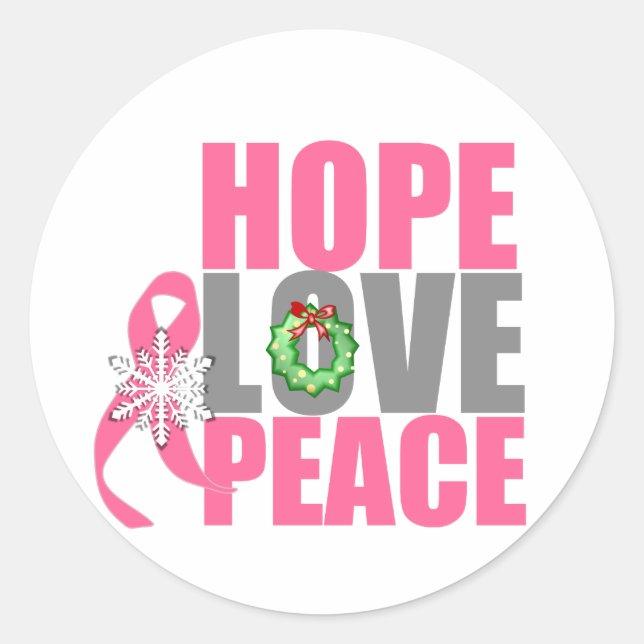 Adesivo Natal Holiday Hope Love Peace Break Cancer (Frente)