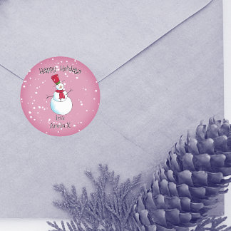 Adesivo Natal Homem de Neve Rosa Personalizado