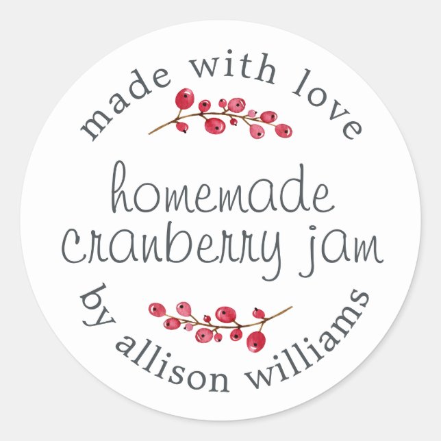 Adesivo Natal Homemade Cranberry Jam Canning (Frente)