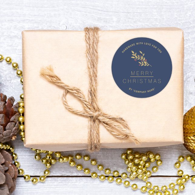 Adesivo Natal Indigo Botânico Mínimo Feito à Mão (Criador carregado)