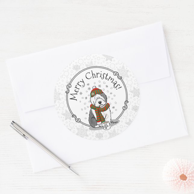 Adesivo Natal Inverno Antiga Cinza Inglesa de Ovino 1 Cuec (Envelope)