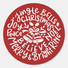 Adesivo Natal Jingle Bells Paz Joy Feliz Noel Brilhante