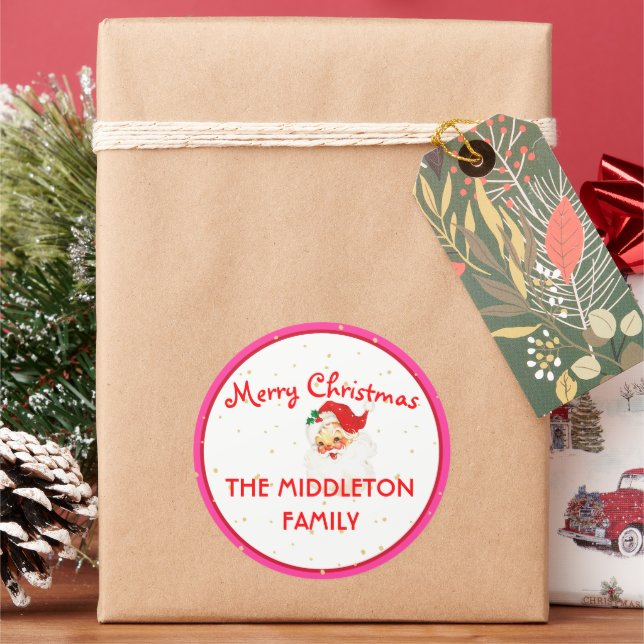 Adesivo Natal Jolly Santa Claus Divertimento Rosa Feliz (Feriado)