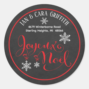 Adesivo Natal Joyeux Noel Snowflake Red Return Endereço