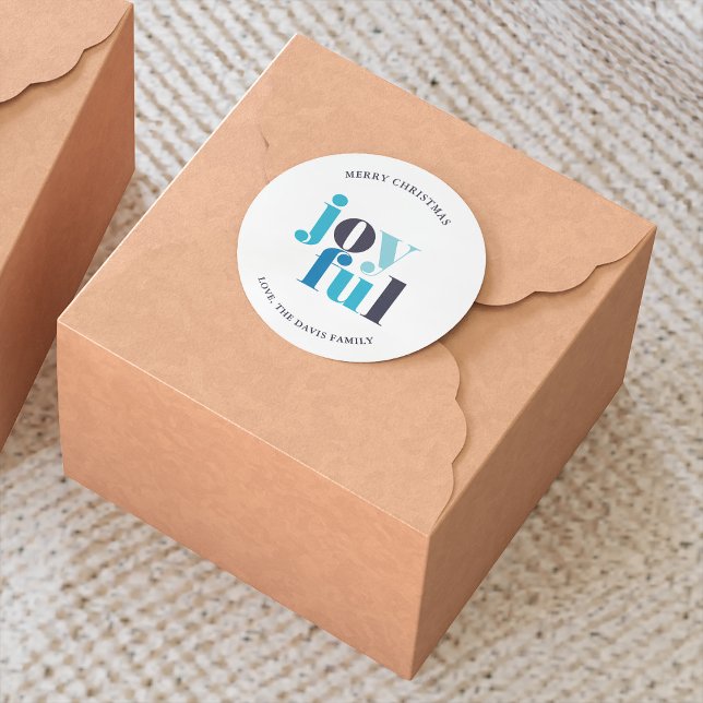 Adesivo Natal "Joyful" azul de inverno (Criador carregado)